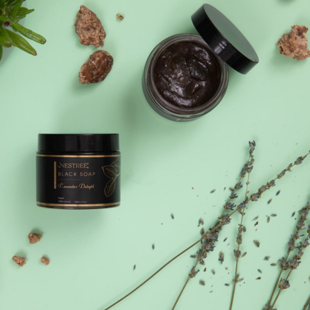 Black Soap gently purifies and balances your skin.